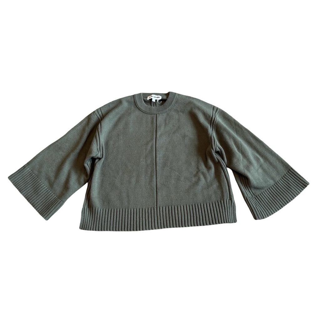 DKNY Jeans Dark Green Sweater Cropped Length Bell Sleeves Stretch Size Small